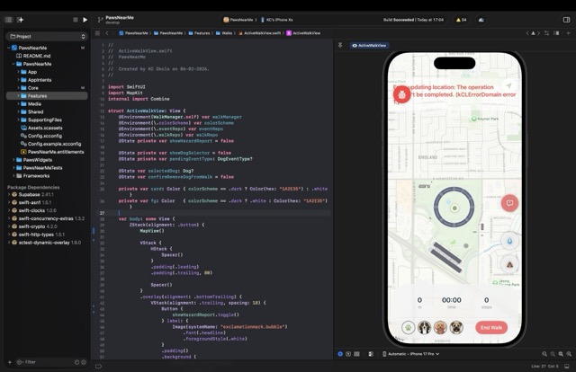 AppContainer.swift showing dependency injection wiring